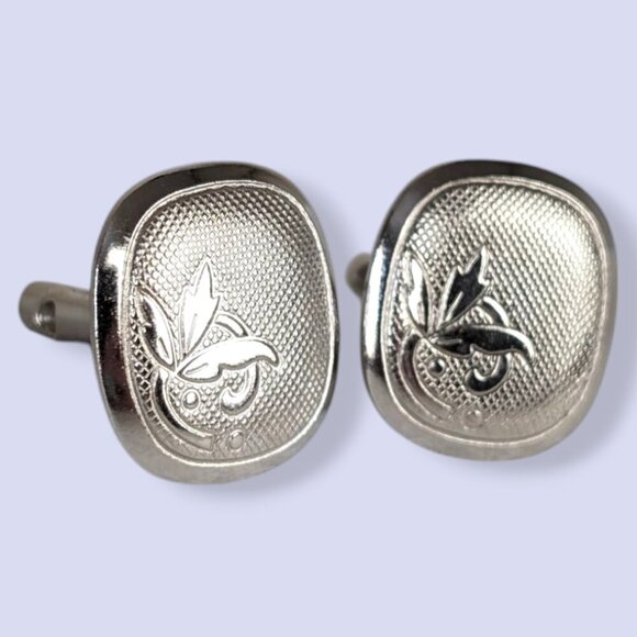 (2/$20) Vintage Rounded Crosshatch Cufflinks - Picture 1 of 7